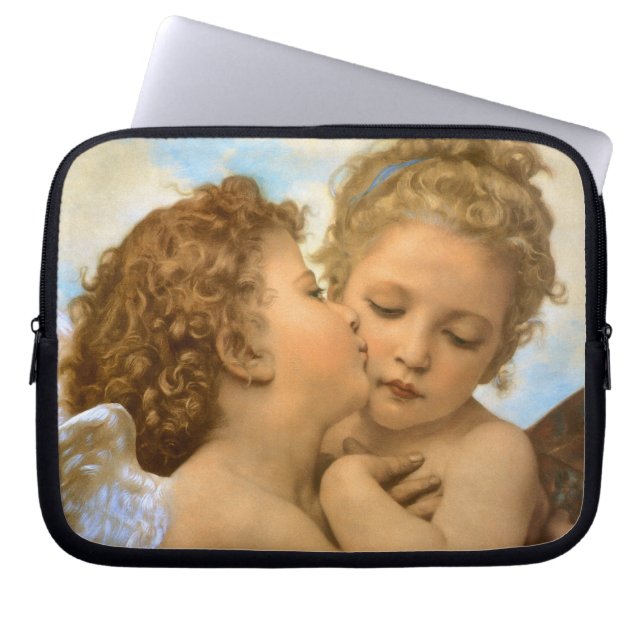 First Kiss (ängeldetalj) av Bouguereau Laptop Sleeve (Framsidan)