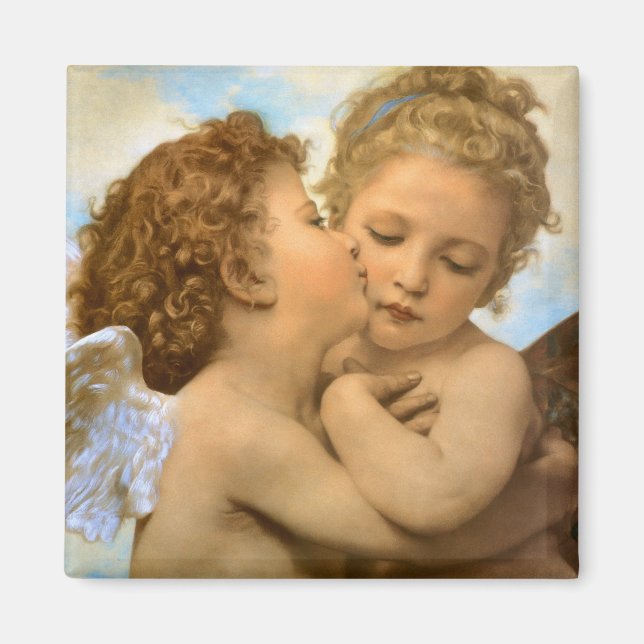 First Kiss (ängeldetalj) av Bouguereau Magnet (Framsidan)