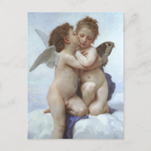 First Kiss by Bouguereau, Vintage Victorian Änglar Vykort