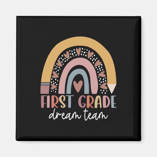 First Klass Dream Team Teacher Kids Byck till skol Magnet (Framsidan)