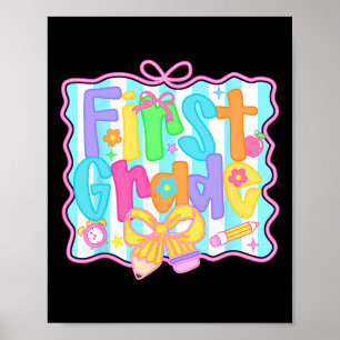 First Klass Girls Back to school Bow Cute Coquette Poster