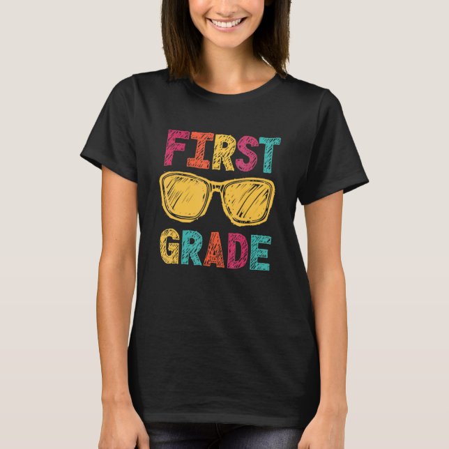 First Klass Glasses Girl Boys 1st Klass Square Bac T Shirt (Framsida)