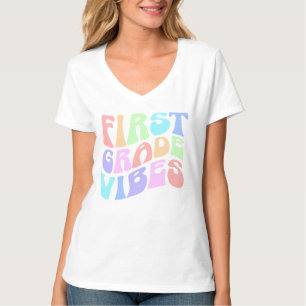 First Klass Vibes - Colorful Groovy Back to school T Shirt