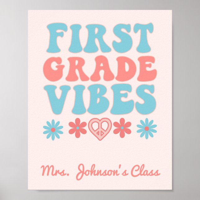 First Klass Vibes - Retro Classroom Poster (Framsidan)