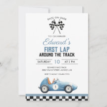 First Lap Blue Race Car 1st Birthday