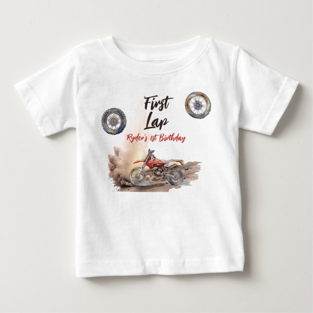 First Lap Little Racer 1st Birthday T Shirt (Framsida)