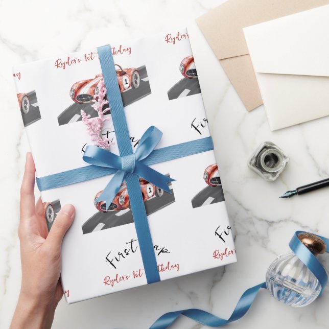 First Lap Race Car 1st Birthday  Presentpapper (Gifting)