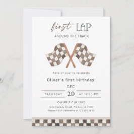 First Lap Racing 1st Birthday Party  Inbjudningar
