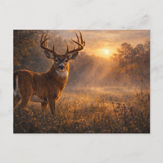 First Light | Whitetail Deer Art | Postcard Vykort (Framsida)