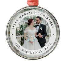 First Married Christmas Photo Modern Keepsake