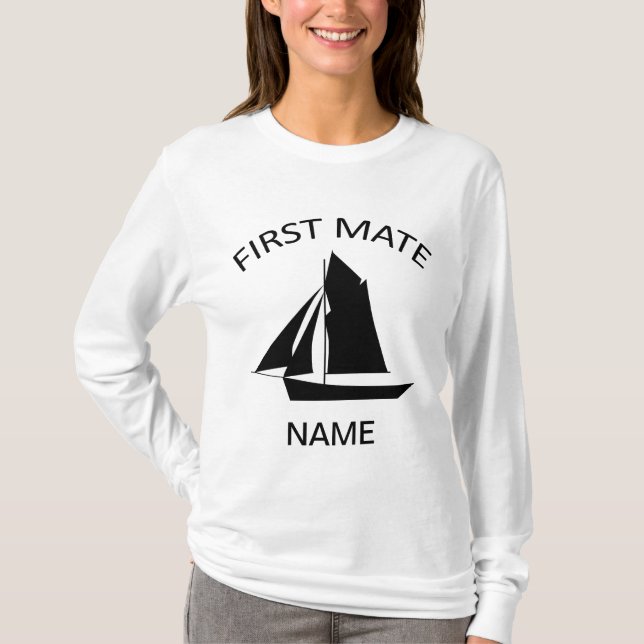 First Mate Sailor Namn Dam White LS T-Shirt (Framsida)