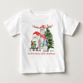 First Merry Little jul Cute Santa och Helper T Shirt