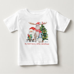 First Merry Little jul Cute Santa och Helper T Shirt