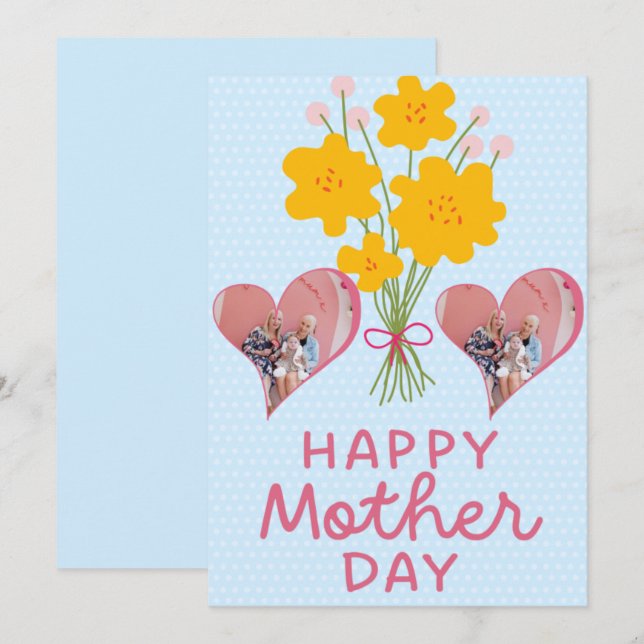 First Mors dag Photo Heart New Mamma Rosa Brown  Tack Kort (Fram/baksida)