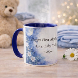 First Mother’s Day Moon Floral Blue Personalized Mugg