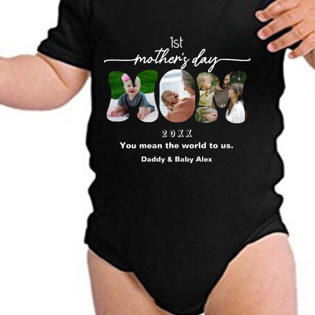 First Mother's Day 3 Mom Cutout Photos Collage   T Shirt (Skapare uppladdad)