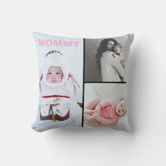 First Mothers Day 3 photo Collage Throw Pillow Kudde