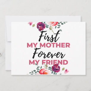 First My Mother Forever My Friend svart Julkort