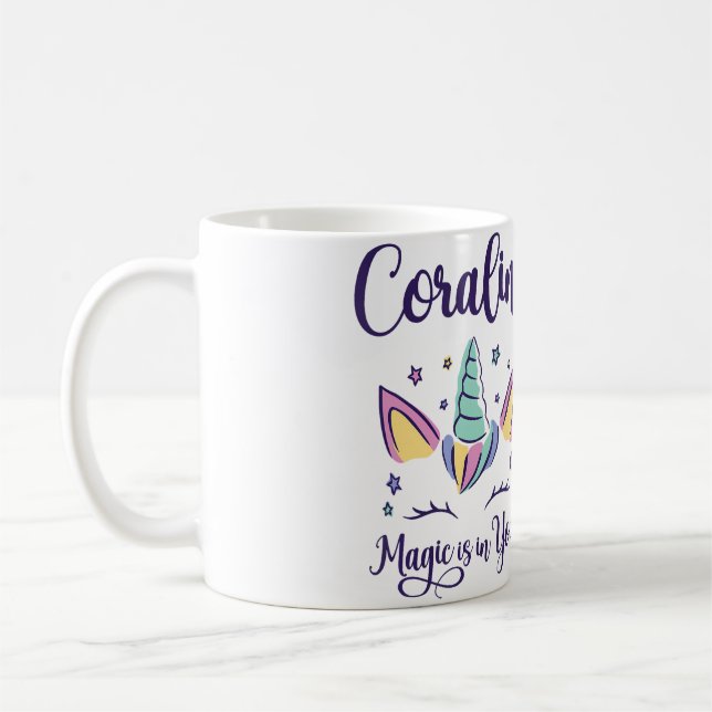First Name Coraline Personalized Magic Is In You C Kaffemugg (Vänster)