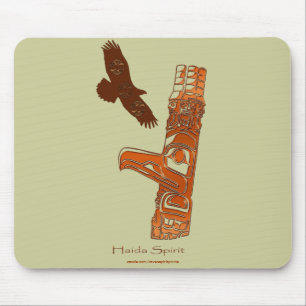 First Nations Haida Eagle & Totem Pole Mousemat Musmatta