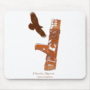 First Nations Haida Eagle & Totem Pole Mousemat Musmatta