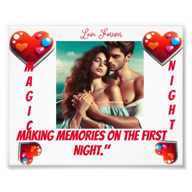 "First Night Bliss: Love's Eternal Wall Art" Fototryck (Framsidan)