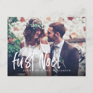 First Noel Newlyweds Mr & Mrs. 1:a julfoto Helg Vykort