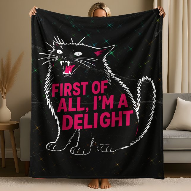 First Of All I'm A Delight Roaring Black Cat Fleecefilt (Skapare uppladdad)