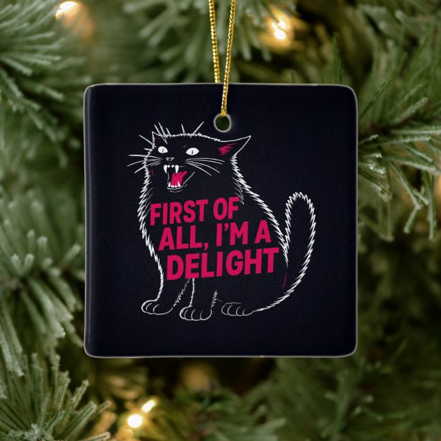 First Of All I'm A Delight Roaring Black Cat Julgransprydnad Keramik (Träd)