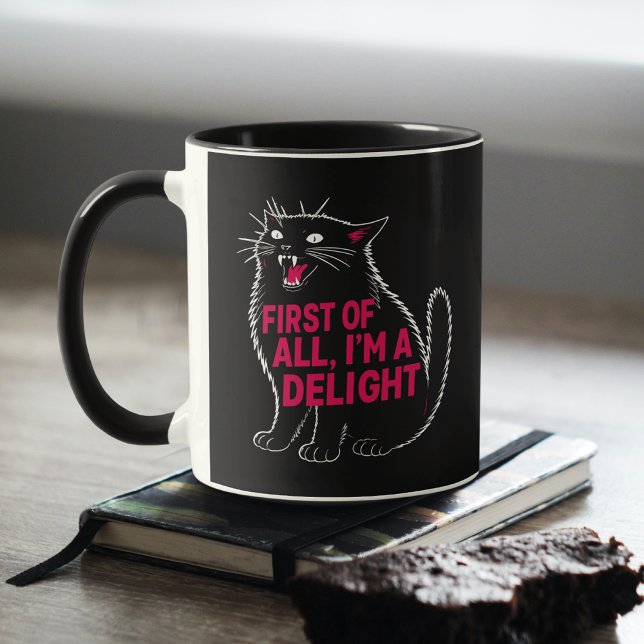 First Of All I'm A Delight Roaring Black Cat Mugg (Skapare uppladdad)