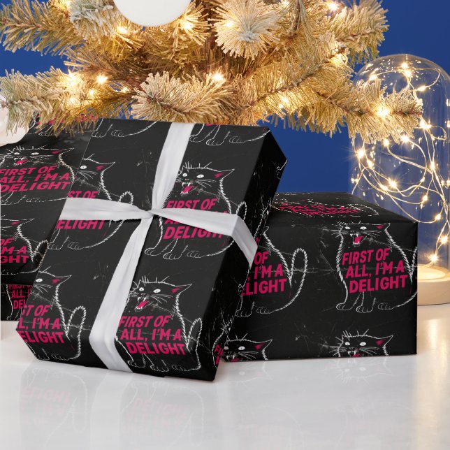 First Of All I'm A Delight Roaring Black Cat Presentpapper (Helgdagar)