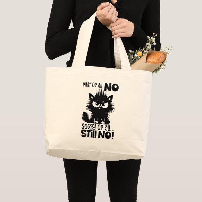 First Of All, No Funny Cat Lover Gift  Jumbo Tygkasse (Framsida (produkt))