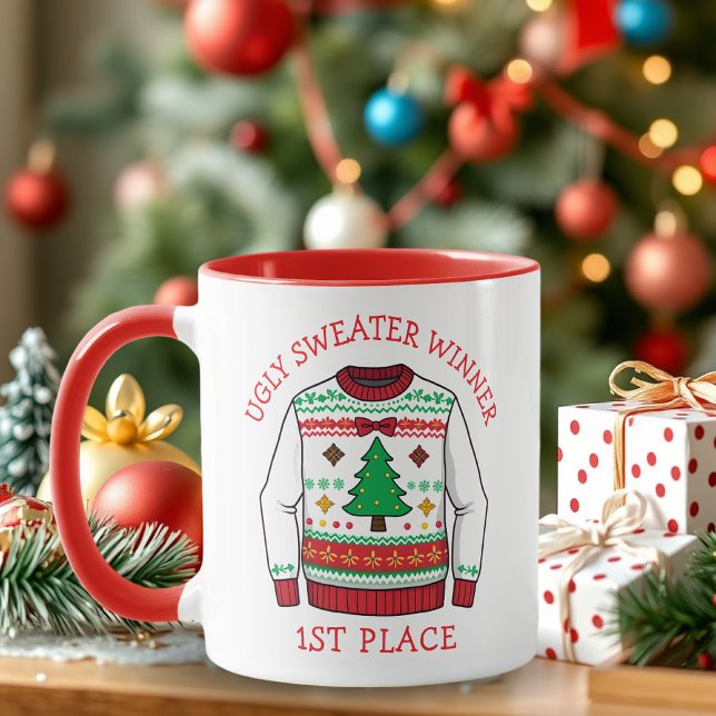 First Place Ugly Sweater Winner Christmas Mugg (Skapare uppladdad)