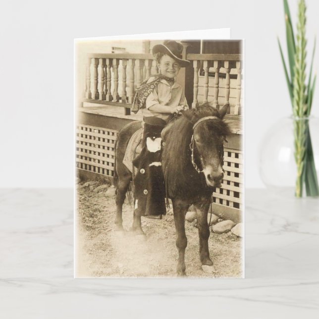 First Pony Ride_Old Fashioned Photo Card Kort (Framsida)