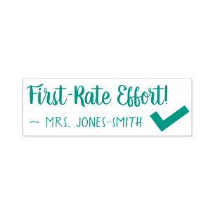 "First-Rate Effort!" + Namn Rubber Frimärke Självfärgande Stämpel