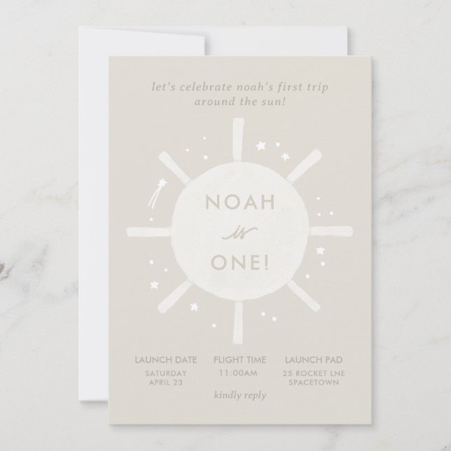 "First Resa" Sol Stars Space 1:a födelsedagen Inbjudningar (Framsida)