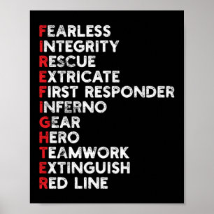 First Responder Firefighter Thin Red Line Poster