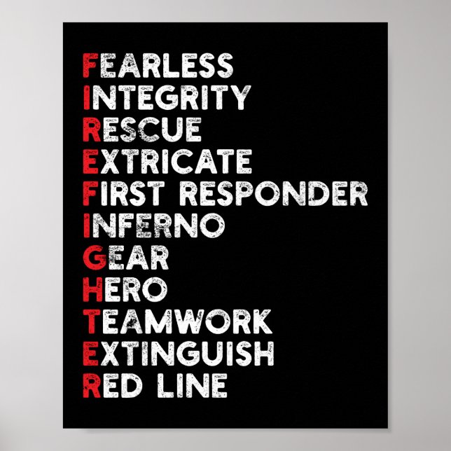 First Responder Firefighter Thin Red Line Poster (Framsidan)
