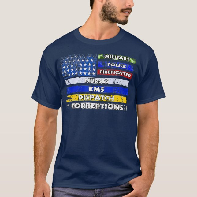 First Responder Gift EMS Firefighter Police T Shirt (Framsida)