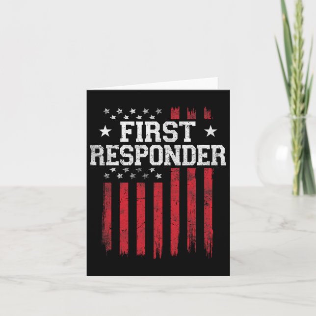 First Responder Proud American Flagga USA USA Patr Kort (Framsida)