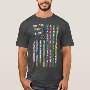 First Responders Flagga Police Firefighter T Shirt