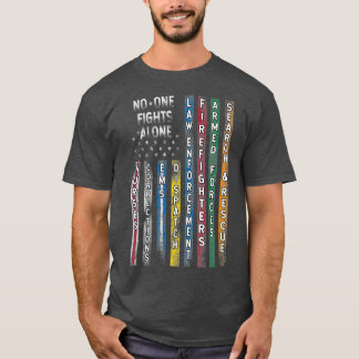First Responders Flagga Police Firefighter T Shirt