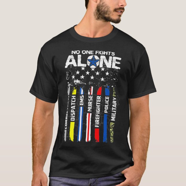 First Responses American Thin Line Police Fire T Shirt (Framsida)