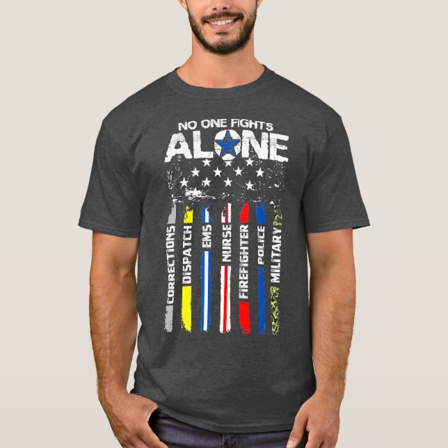 First Responses American Thin Line Police Fire T Shirt (Framsida)