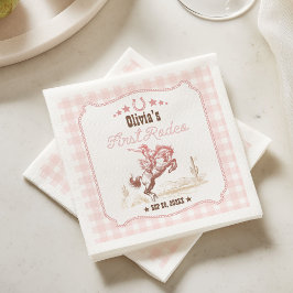 First Rodeo 1-års födelsedag Rosa Western Pappersservett