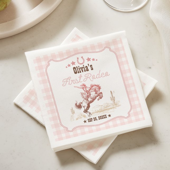 First Rodeo 1-års födelsedag Rosa Western Pappersservett (Skapare uppladdad)