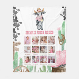 First Rodeo 1st Birthday 12 Month Photo Collage Fleecefilt