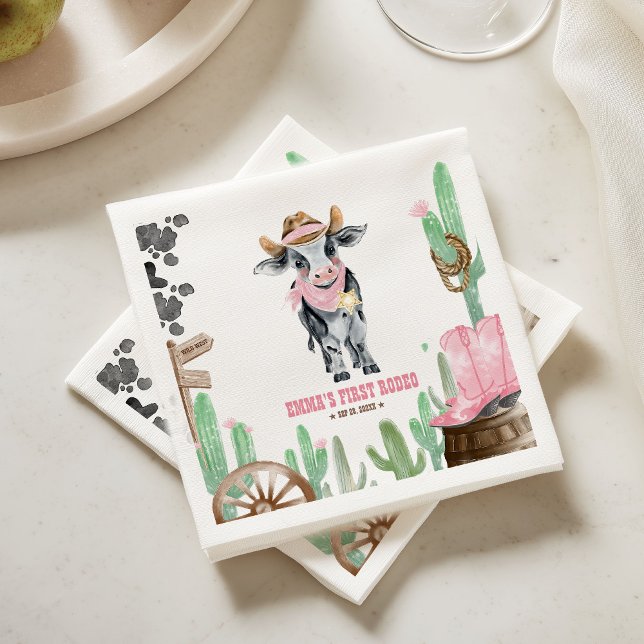 First Rodeo 1st Birthday Baby Cow Pappersservett (Skapare uppladdad)