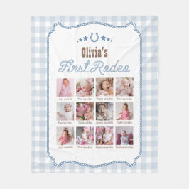 First Rodeo 1st Birthday Blue Western Photo Sign Fleecefilt