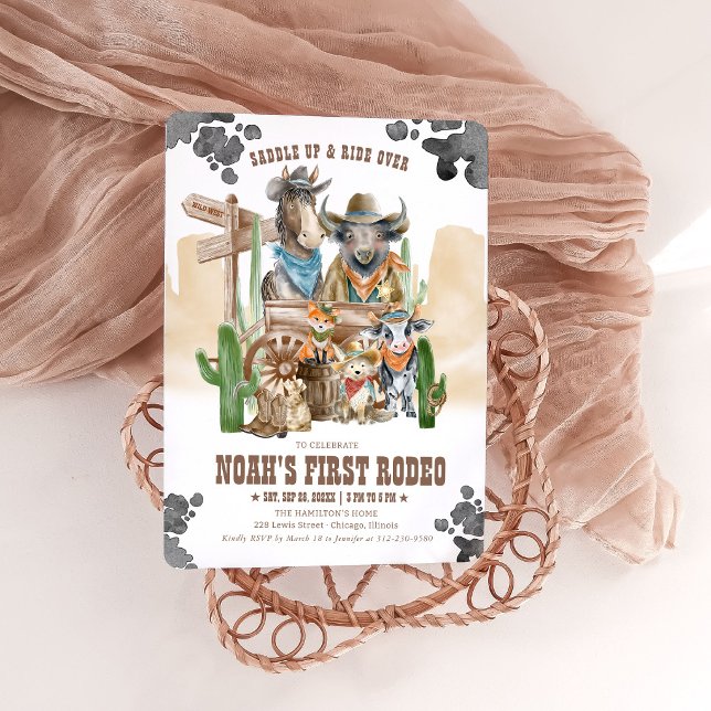 First Rodeo 1st Birthday Cute Animals Wild West Inbjudningar (Skapare uppladdad)